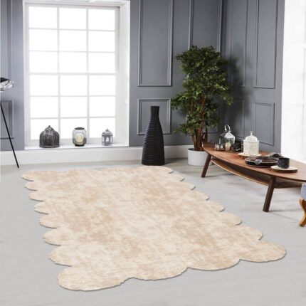 Covor fir scurt Lazer Pelus Oyo Concept, 80x300 cm, inaltime fir 2 cm, 1103 GSM, poliester, spate antiderapant, bej