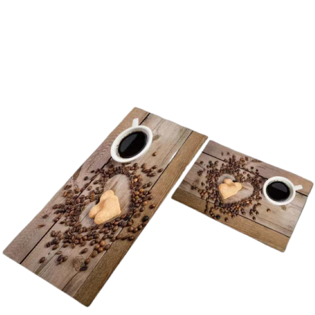 Set 2 covoare de Bucatarie, Antiderapant, Cafea, 50x60cm, 50x120cm, Multicolor