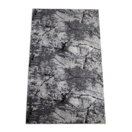 Covor Antiderapant Alara, Gri Pal cu Negru, Poliester, 80 x 150 cm