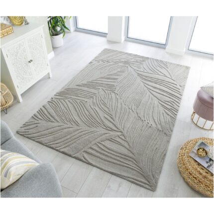 Covor dreptunghiular Flair Rugs Lino Leaf, 160 x 230 cm, 3700 g/m², 100% Lana, Gri