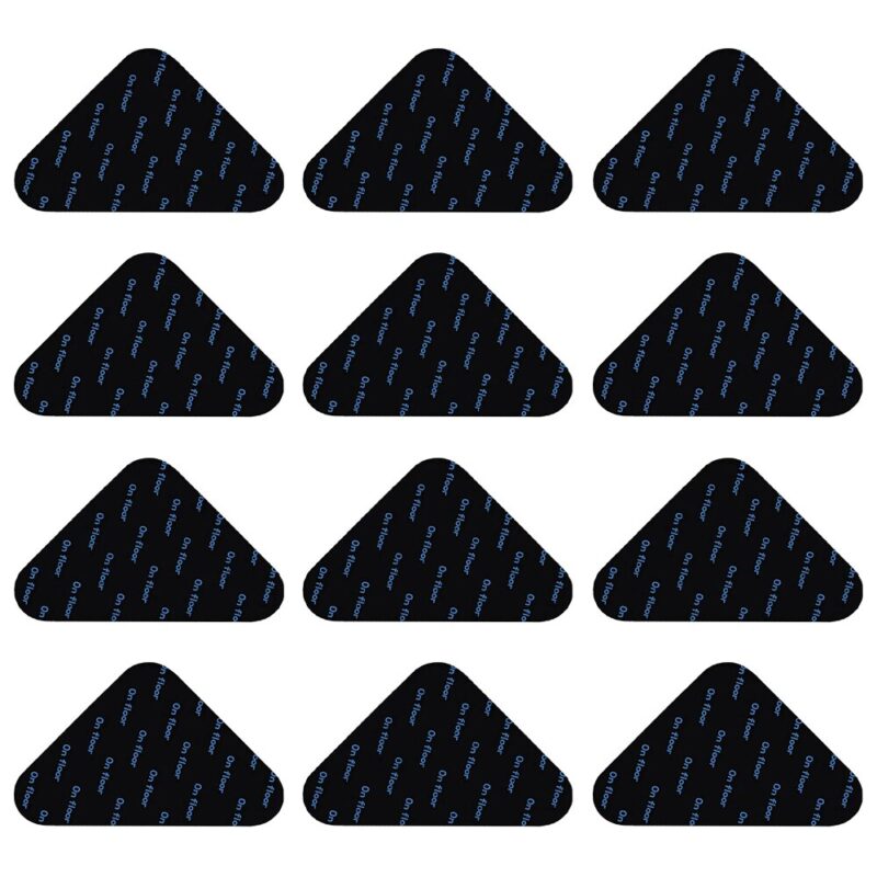 Set 12 Antiderapante Pentru Fixarea Covoare, Yefound®, triunghi, Reutilizabil, Lavabil, Auto Adezive, Negru