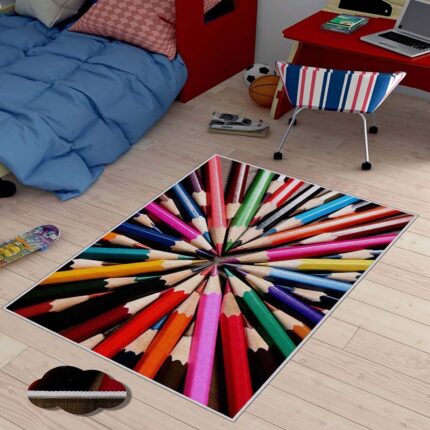 Covor Pencils Oyo Home, 140x220 cm, poliester, print digital, spate antiderapant, multicolor