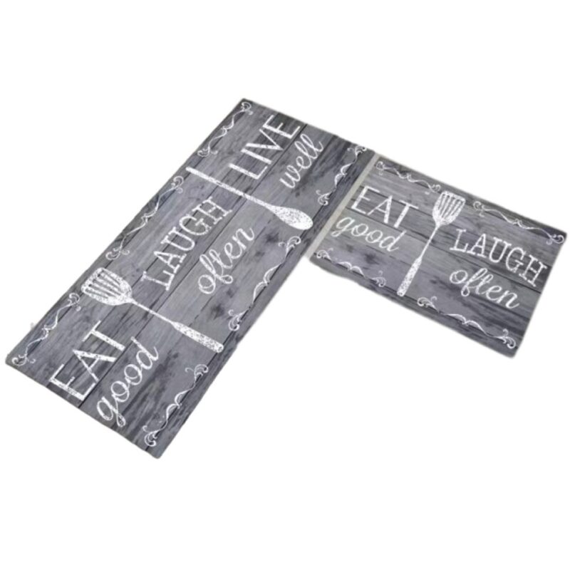 Set 2 covoare de Bucatarie, Antiderapant, imprimeu Gri-Alb, 50x60cm, 50x120cm