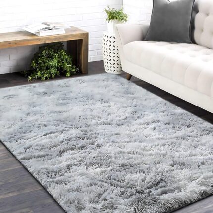Covor gri deschis pufos JOZY®, 160x220 cm, design rafinat si modern, fir lung, clasic si traditional, calitate si durabilitate