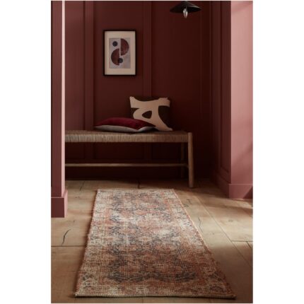 Covor traversa Flair Rugs Miley Jute Traditional, 60 x 230 cm, 2000 g/m², 65% Iuta, 25% Poliester, 10% Bumbac, Albastru