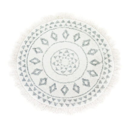 Covor rotund, gri, alb, 120 cm - Butopea