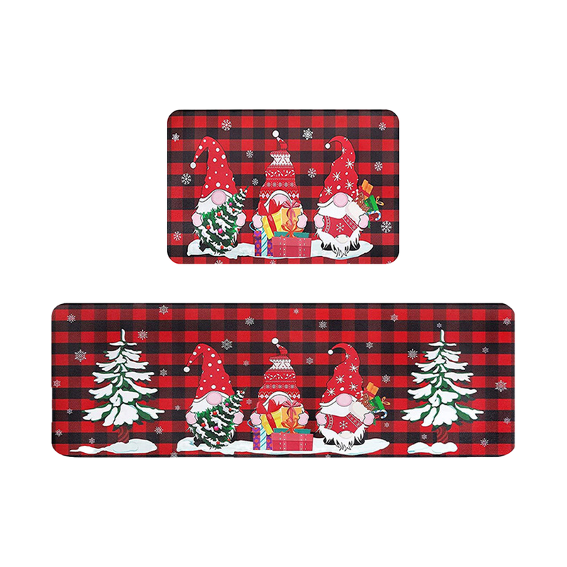 Set 2 Covoare de bucatarie Ronyes, model Craciun, poliester, 40x60cm, 40x120cm