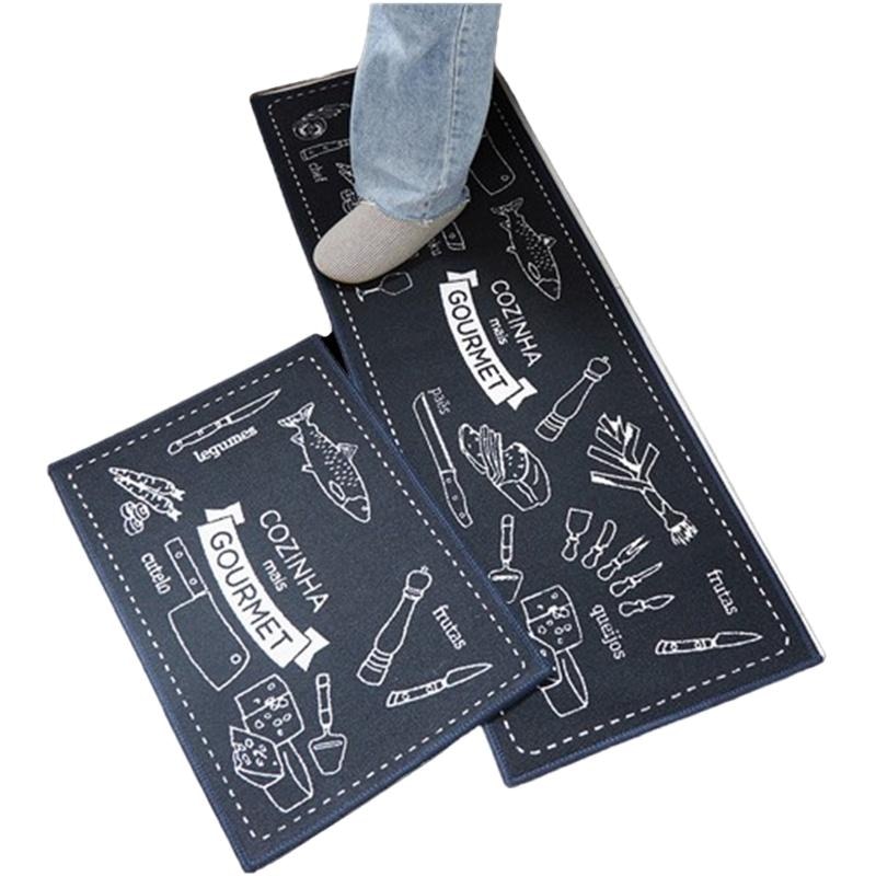Set 2 covoare pentru bucatarie, Ronyes, poliester, Baza din latex, moale si confortabila, 40x60cm, 120cm