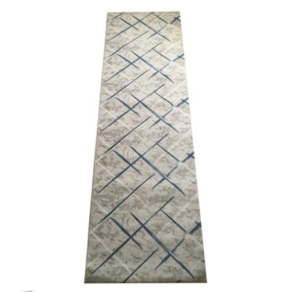 Covor Antiderapant Harmony, Gri cu Albastru, Poliester, 80 x 300 cm