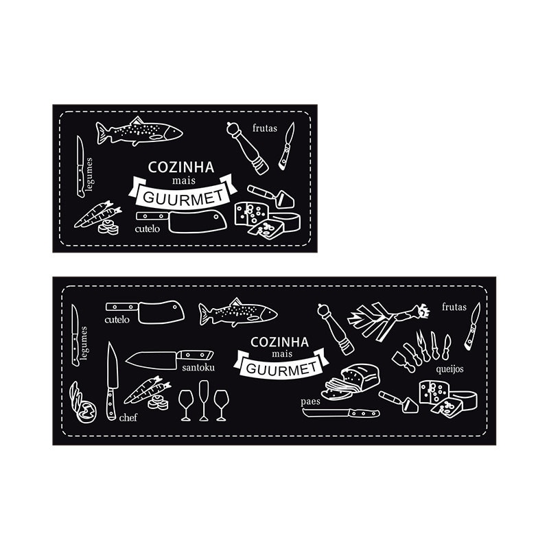 Set 2 covoare, Vaxiuja, poliester, 40x60+40x120cm, negru