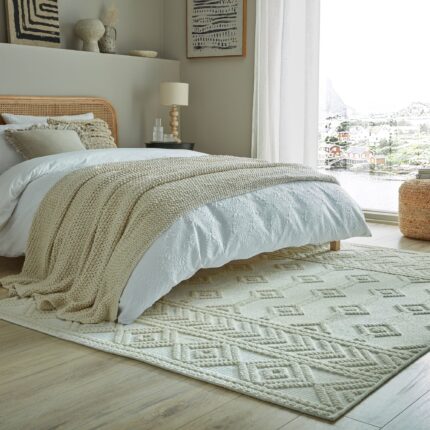 Covor dreptunghiular Flair Rugs Shyla, 160 x 240 cm, 1280 g/m², 70% Polipropilena, 30% Poliester Chenille, Ivoar
