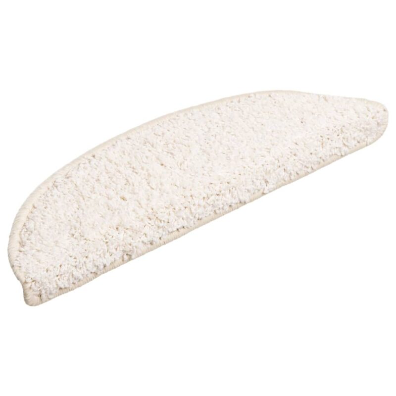 Set de 15 covorase de scari, vidaXL, Polipropilena cu smocuri, 56 x 20 cm, 700 g / m², Alb