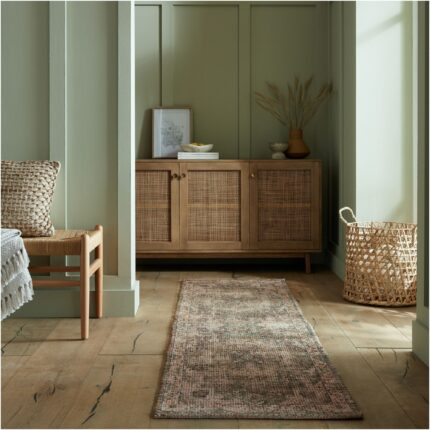 Covor traversa Flair Rugs Selena Jute Traditional, 60 x 230 cm, 2000 g/m², 69% Iuta, 22% Poliester, 9% Bumbac, Verde