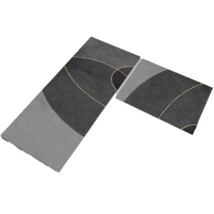 Set 2 covoare de Bucatarie, Antiderapant, imprimeu Gri, 50x60cm, 50x120cm