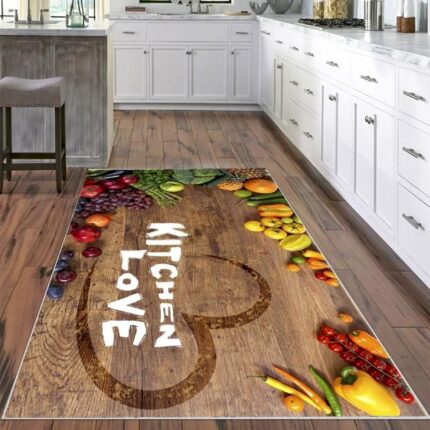 Covor bucatarie antiderapant 80x150 cm, model cu legume
