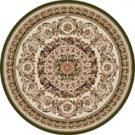 Covor Clasic, Home Vista, Lotos 539, Rotund, Crem / Verde, 100x100 cm