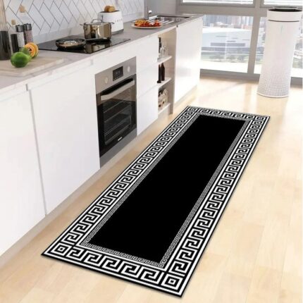 Covor de bucatarie pentru camera, Roneberg, Antiderapant, Stil Nordic, 60x180 cm, Negru