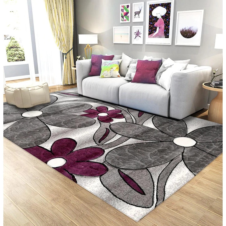 Covor, Tera Flower Lila, Living, Dormitor, Multicolor, Antiderapant, 80x150 cm