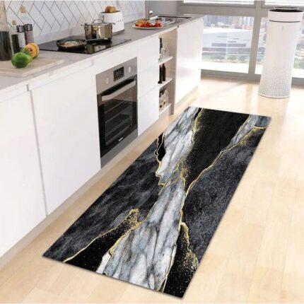 Covor de bucatarie pentru camera, Roneberg, Marmura gri frumoasa, 50x160 cm, Gri