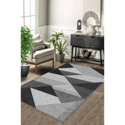 Covor digitale, Lizia Home, 160-120 cm, poliester, print digital, spate antiderapant, gri