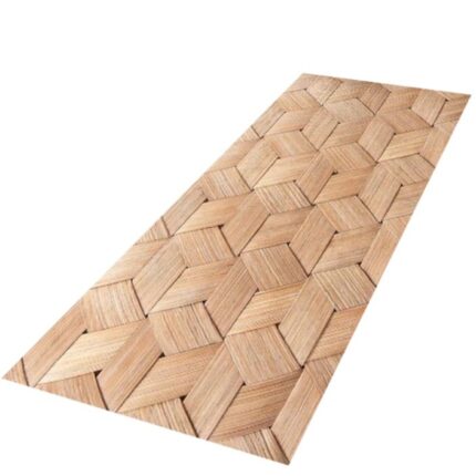 Covor pentru bucatarie, pentru camera, Roneberg, motiv 3D HERINGBONE, Antiderapant, 50x160 cm, Maro