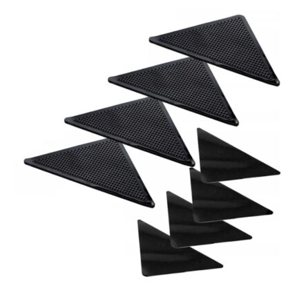 Set 4 buc protectii antialunecare pentru covoare si mochete, 8 elemente, 15 x 11 cm, negru