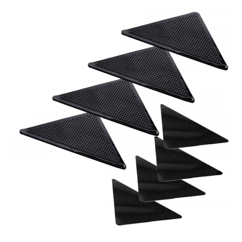 Set 4 buc protectii antialunecare pentru covoare si mochete, 8 elemente, 15 x 11 cm, negru