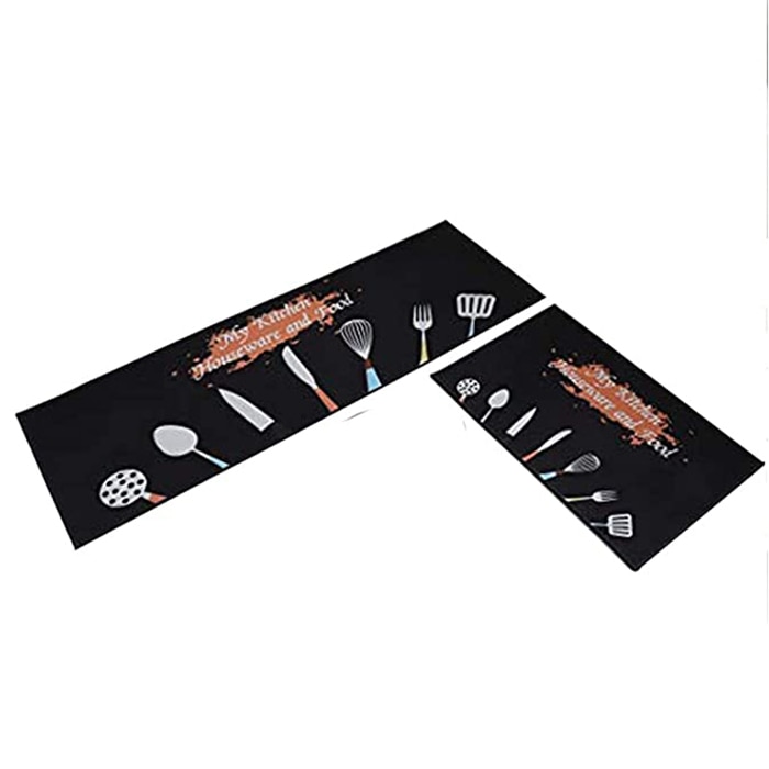 Set 2 covorase pentru bucatarie, Kosiil, Poliester, 40x120cm/40x60cm, Multicolor