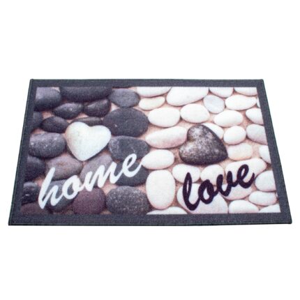 Covor bucatarie SAM Art 3, 50x80 cm, grosime 3.5 mm, 1000g/mp, 100% poliamida, suport latex, desen pietre gri, model home love
