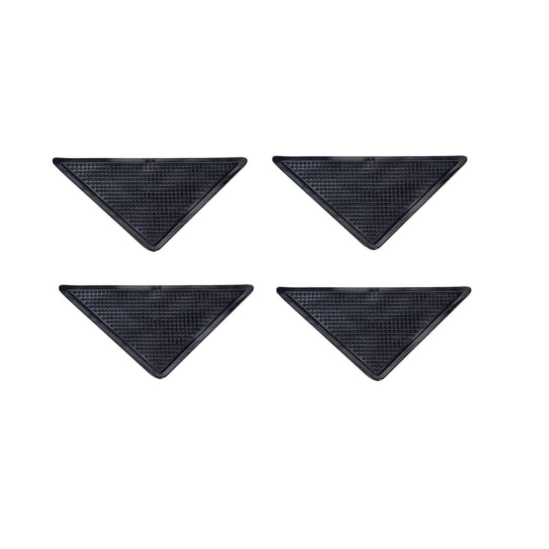 Set 4 triunghiuri antiderapante, pentru fixarea covoarelor, negru