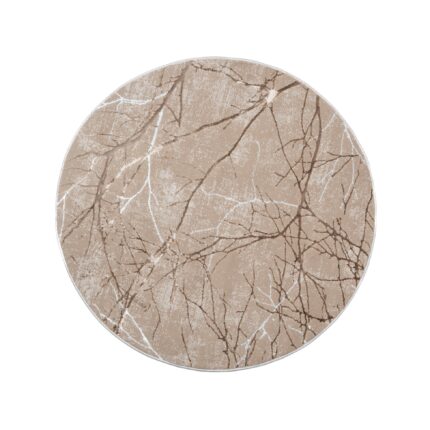 Covor, e-floor, Creation, Rotund, poliester, 160 cm, Modele de ramuri, Bej