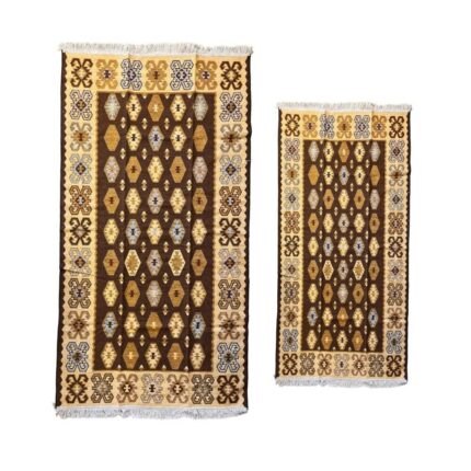 Set 2 Covoare Rustice cu doua fete, dimensiuni 120x180 cm + 60x120 cm, maro-bej