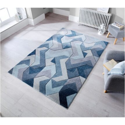 Covor dreptunghiular Flair Rugs Aurora, 160 x 230 cm, 2600 g/m², 100% Polipropilena, Albastru