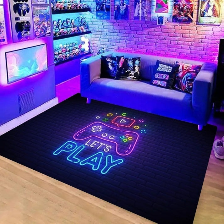 Covor 3D LET’S PLAY, Roneberg, Gaming, 100x140 cm, Multicolor