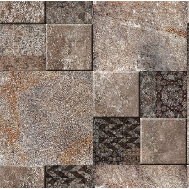 Linoleum Alba Emmevi, PVC gofrat, model pavaj de piatra, bej + gri, 51x140cm