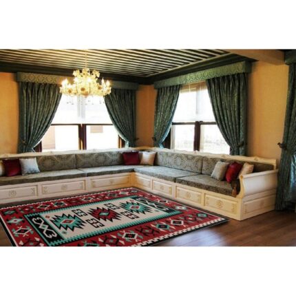 Covor pentru living / camera, model rosu rustic, antiderapant, 80x150cm