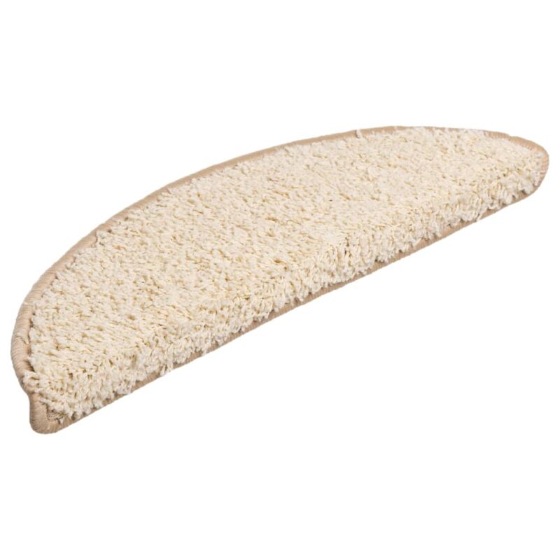 Set de 15 covorase de scari, vidaXL, Polipropilena cu smocuri, 56 x 20 cm, 700 g / m², Crem