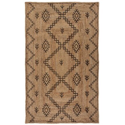 Covor dreptunghiular Flair Rugs Rowen, 160 x 230 cm, 2600 g/m², 100% Iuta, Crem / Negru