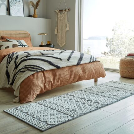 Covor traversa Flair Rugs Jhansi, 60 x 240 cm, 1280 g/m², 70% Polipropilena, 30% Poliester Chenille, Gri