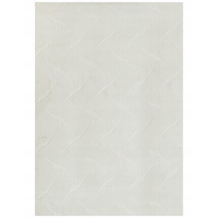 Covor decorativ, e-floor, Sater, Valuri, 220x160cm, Dreptunghi, Antiderapant, OEKO-TEX, Ivoire