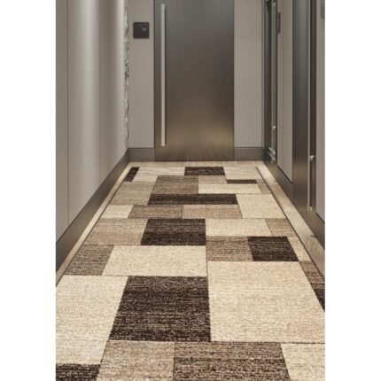 Traversa, Model Geometric, Bej/Maro, Latime 120 cm Crem/Maro 120 x 300