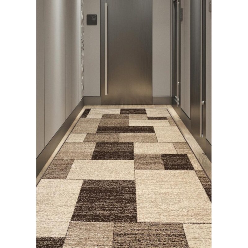 Traversa, Model Geometric, Bej/Maro, Latime 120 cm Crem/Maro 120 x 300