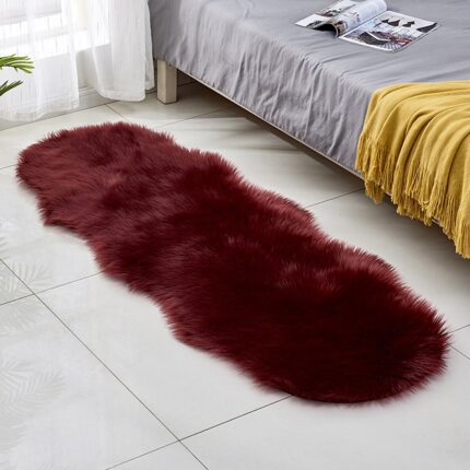 Covoras din blana artificiala, QttvbTna, Acril, 160x60 cm, Visiniu