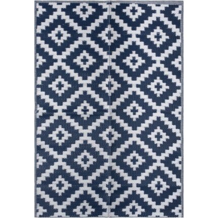 Covor pentru exterior Garden Oyo Concept, 150x210 cm, polipropilena 100%, bleumarin/alb
