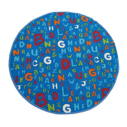 Covor Alphabet Heinner Home, diametru 110 cm, 100% bumbac, tesatura plata, 850 GSM, spate aderent