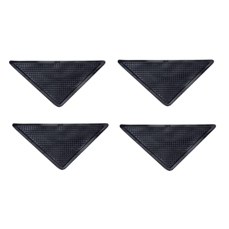 Set 4 Triunghiuri din Cauciuc Anti Alunecare cu Adeziv pentru Fixarea Covoarelor, Negru, Original Deals