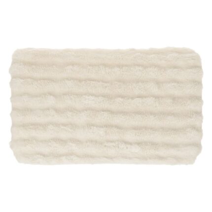 Covoras Decorativ din Imitatie de Blana Ecru cu Dungi 80x50cm