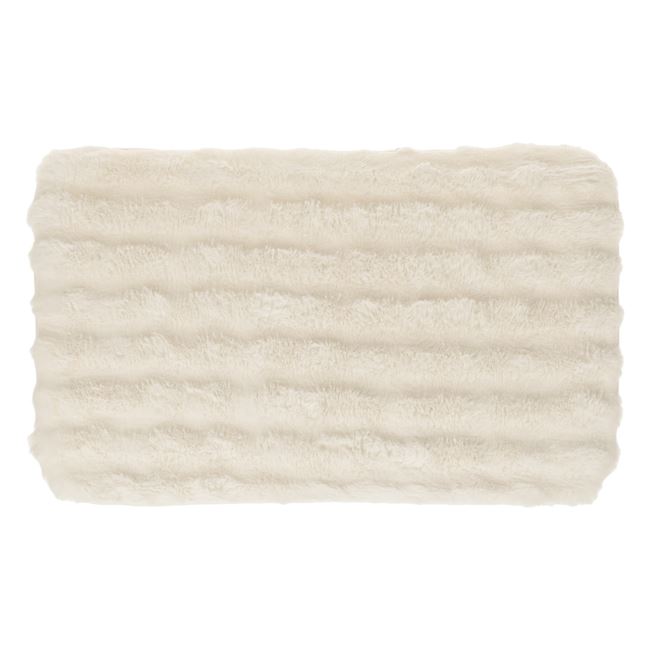Covoras Decorativ din Imitatie de Blana Ecru cu Dungi 80x50cm