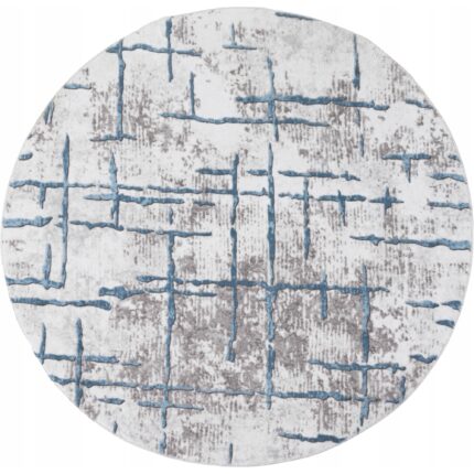 Covor modern, e-floor, Etna, Abstract, 100x100cm, Rotund, Antiderapant, OEKO-TEX, Gri albastrui