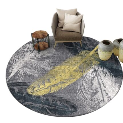 Covor rotund pentru dormitor, Nylon, 60x60cm, Gri